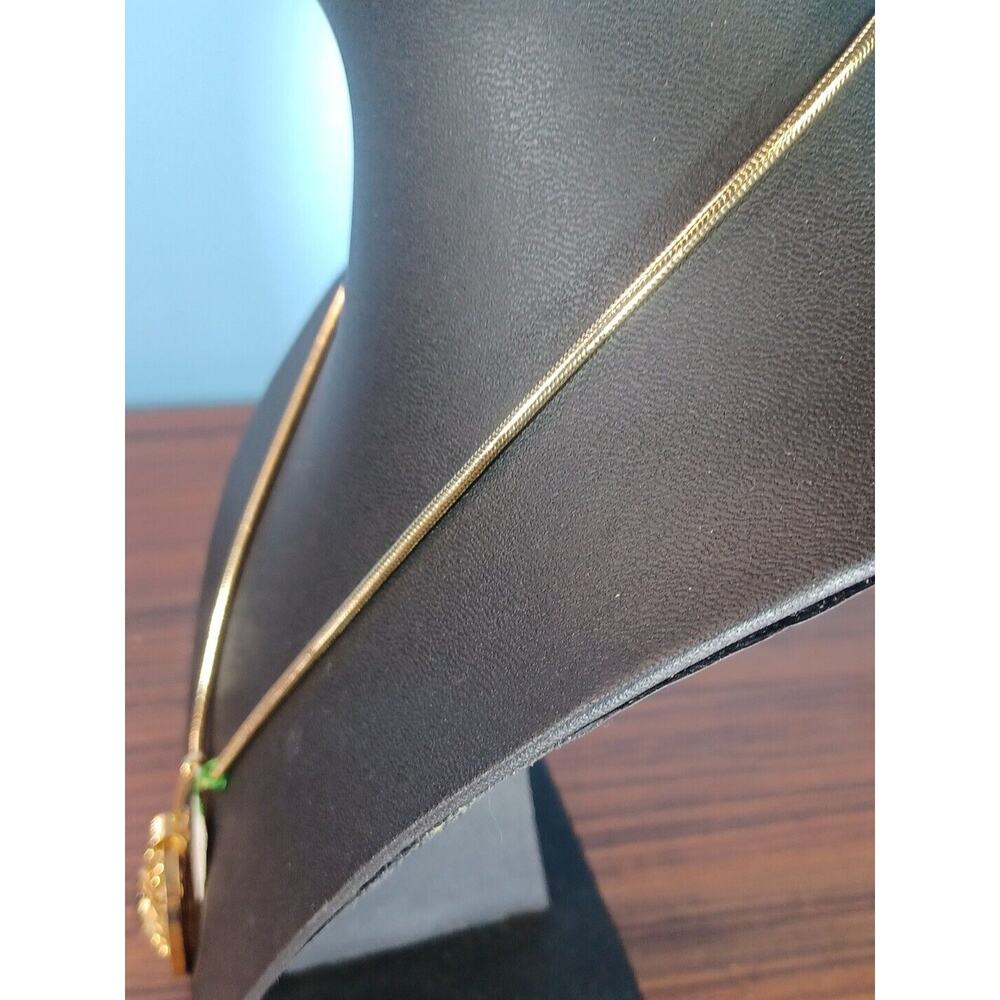 Vintage Golden Oval Pendant Black Onyx Design Rope Chain NecklaceBy P Craft - Picture 5 of 9